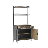 Raft metalic cu lemn, negru-natural, 84x40x180 cm, INART